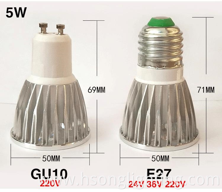 Hot sales Aluminum LED spotlight GU10 LED 5W Mr16 12v 5w GU5.3 Lamp cup